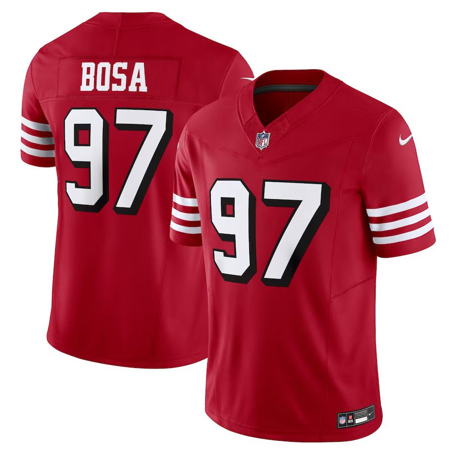 Men San Francisco 49ers #97 Nick Bosa Nike Scarlet Vapor F.U.S.E. Limited NFL Jerseys